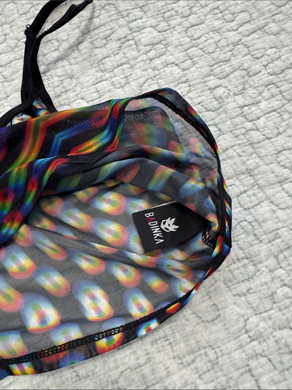 Nwot Sheer Black Multi-Color Printed Cami Tank Top — image 2 of 3